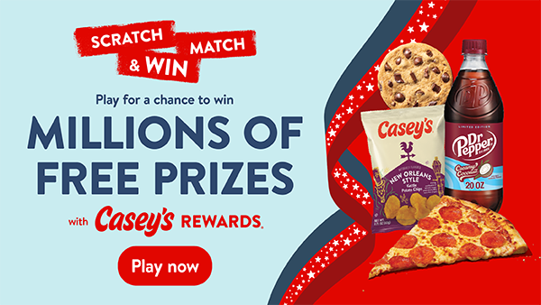 Casey's Rewards Scratch & Match — millions of free prizes