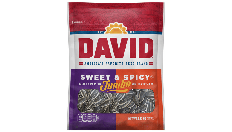DAVID Roasted & Salted Sweet & Spicy Jumbo Sunflower Seeds 5.25oz