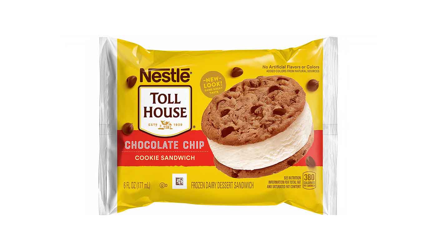 Nestle Tollhouse Vanilla Ice Cream Chocolate Chip Cookie Sandwich 6oz