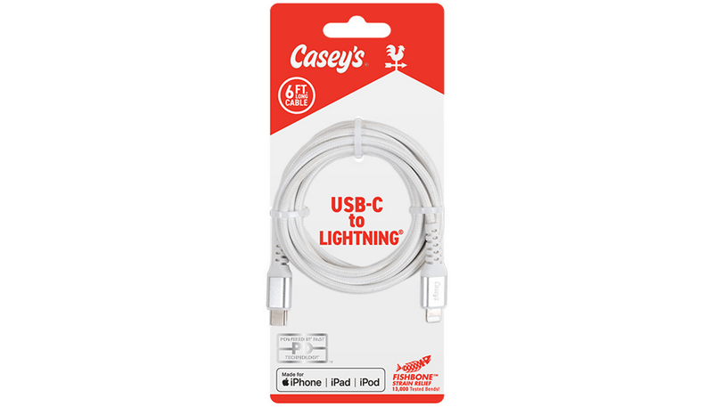 Casey's 6FT Braided USB C-MFI Cable White