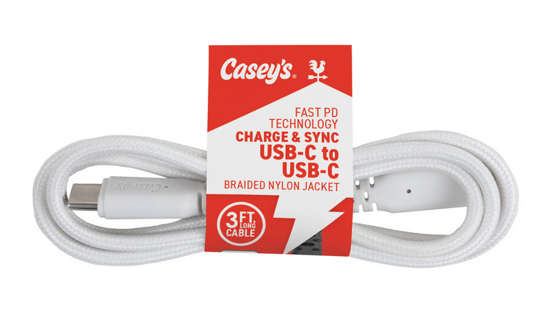 Casey's 3FT Braided USB C-C Cable Assorted