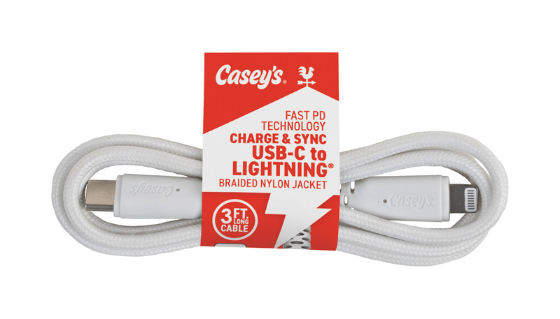 Casey's 3FT Braided USB C-MFI Cable Assorted