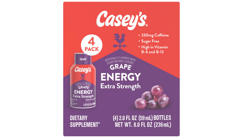 Casey's Extra Strength Grape Energy Shot 2oz Bottle 4-pack
