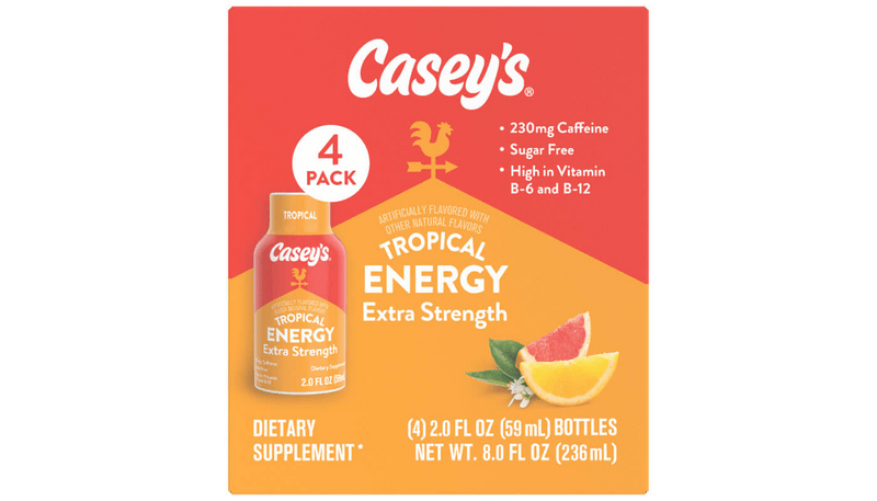 Casey's Extra Strength Tropical Energy Shots 2oz Bottle 4-pack